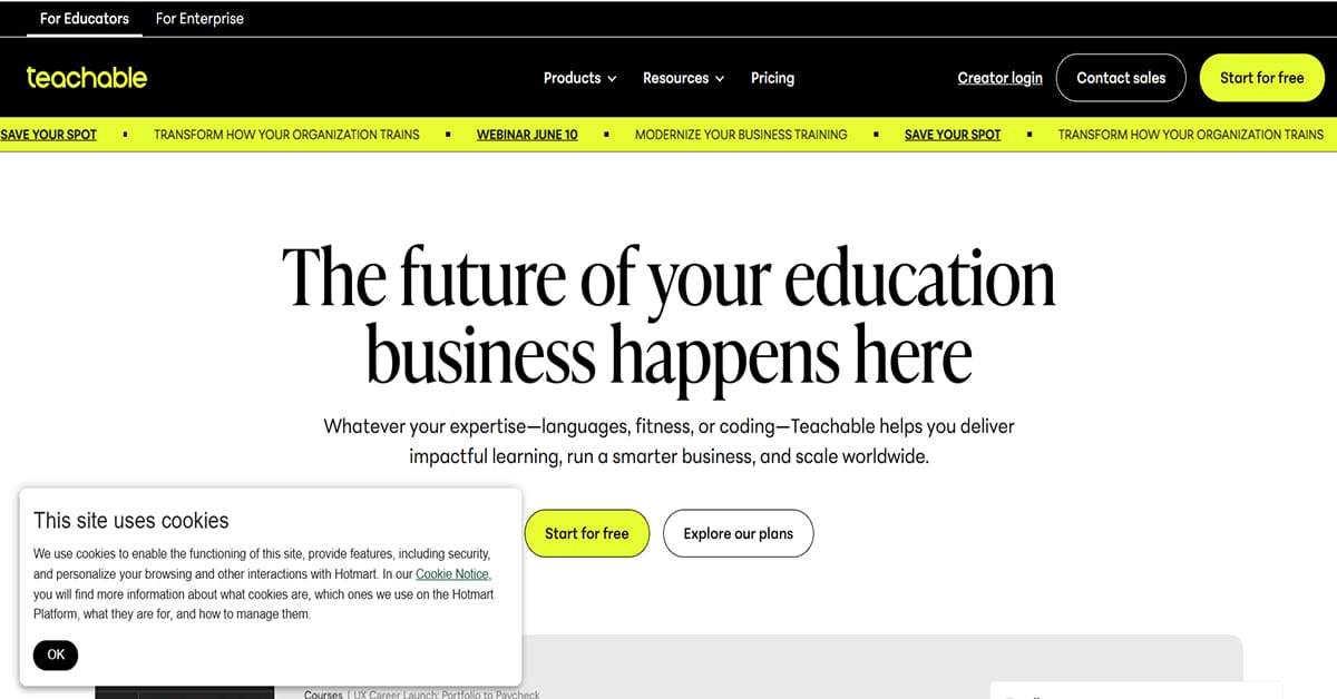 Teachable - Training Website