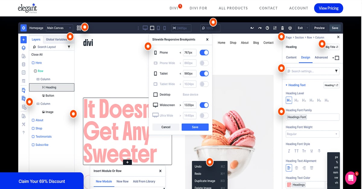Add elements with the Divi builder