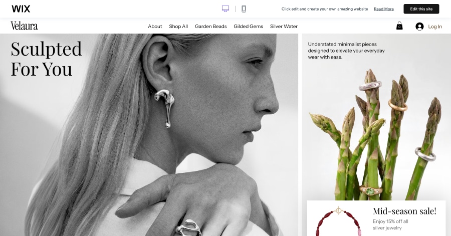 Velaura - Jewelry Website Template Bowtie - Jewelry Website Templates