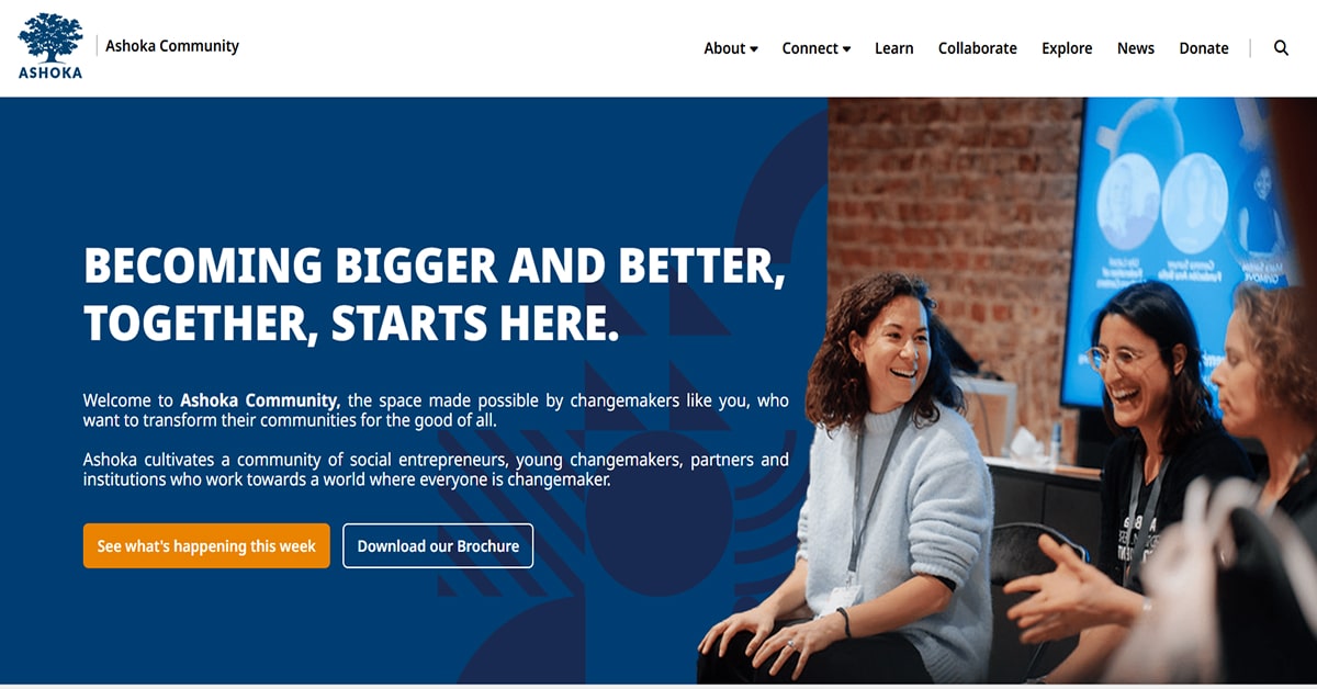 Ashoka Community - Community Website Equal Health - Wix Blog Website Examples