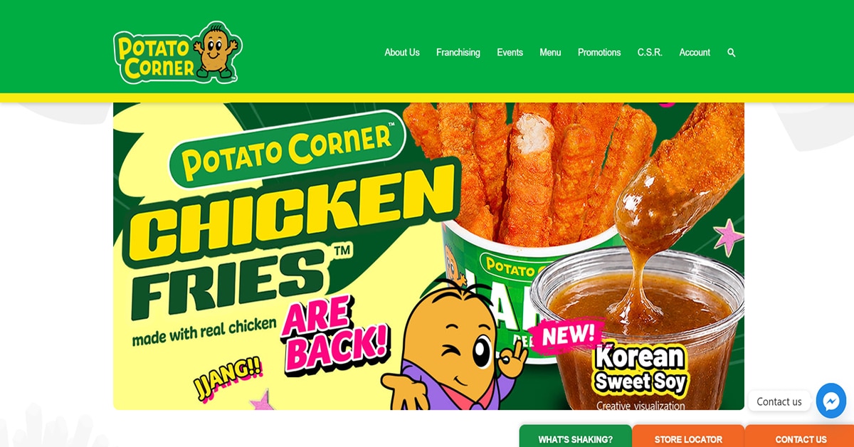 Potato Corner - Franchise Website Subway - Franchise Website Example