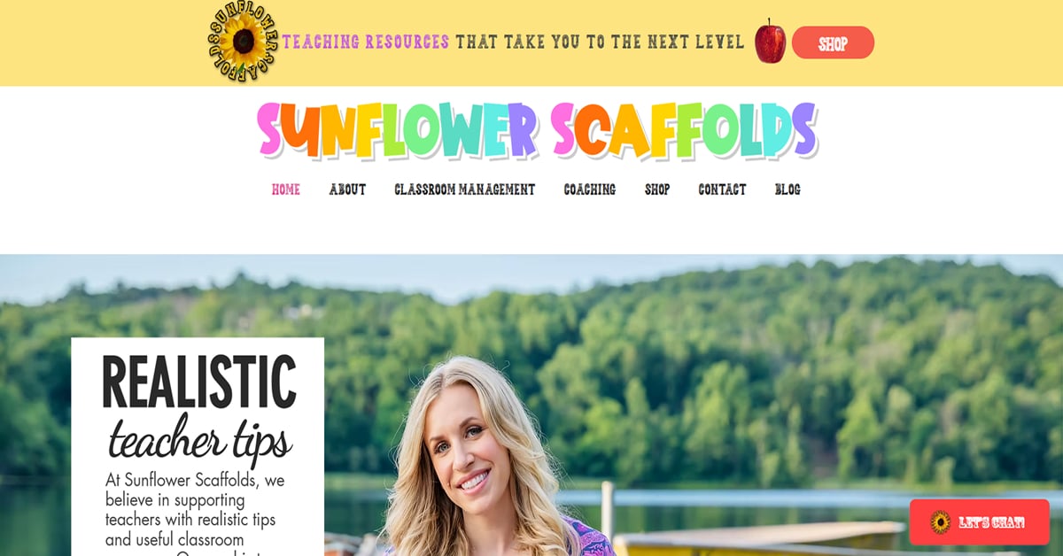Sunflower Scaffolds - Teacher Website Ciana Newman - Model Website Examples