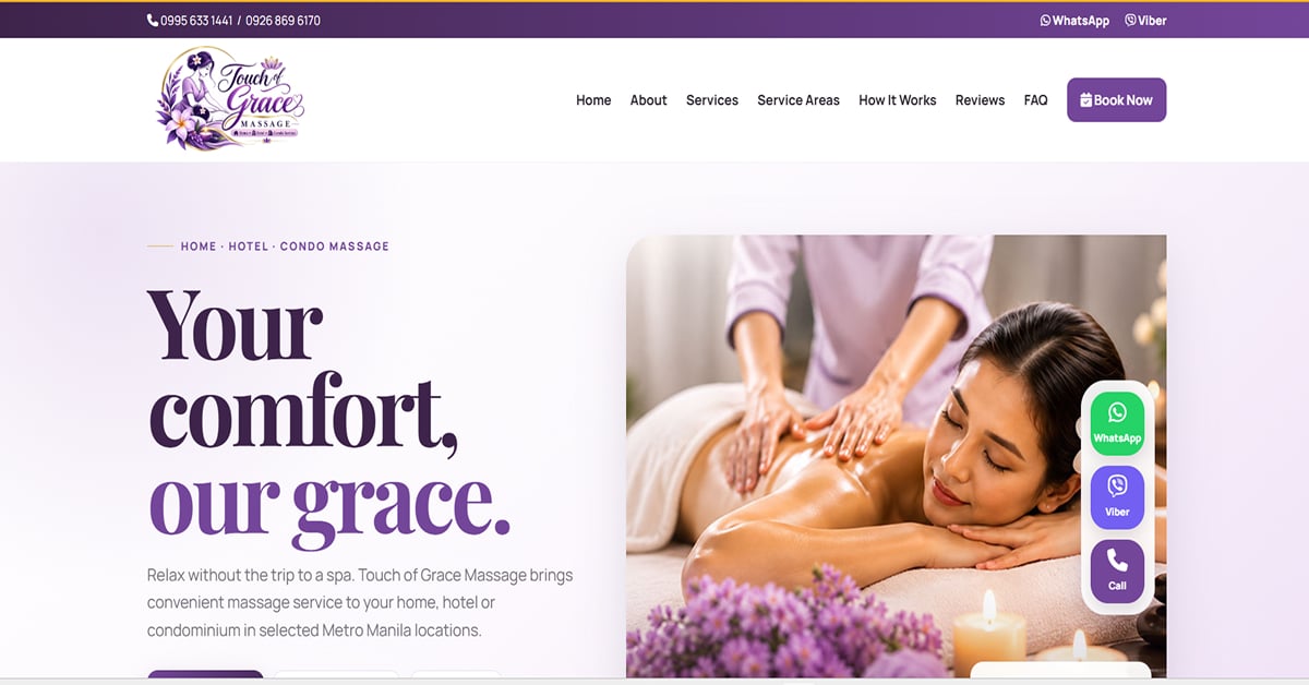 Touch of Grace Massage - Dynamic Website