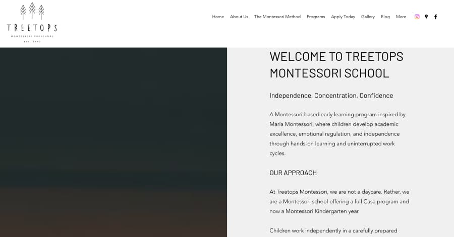 Treetops Montessori Preschool - Childcare Website Examples Treetops Montessori Preschool - Childcare Website Examples